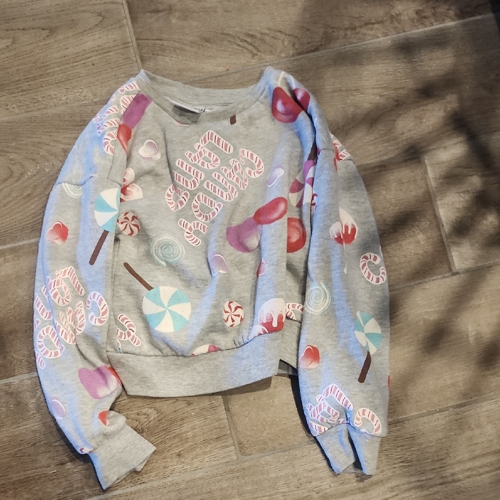Candy Print Grey Crewneck Sweatshirt